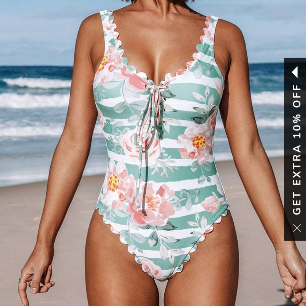 Blue and white One Piece Swimsuit